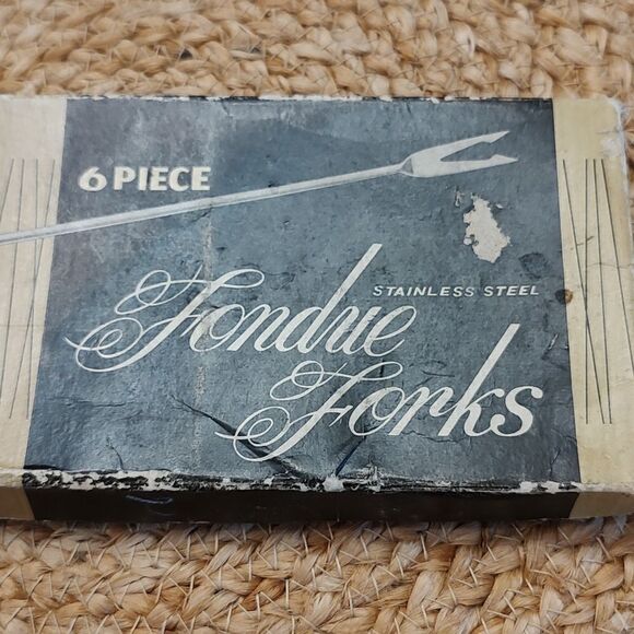 Vintage 6-Piece Stainless Steel Fondue Forks Original Box - Picture 2 of 11